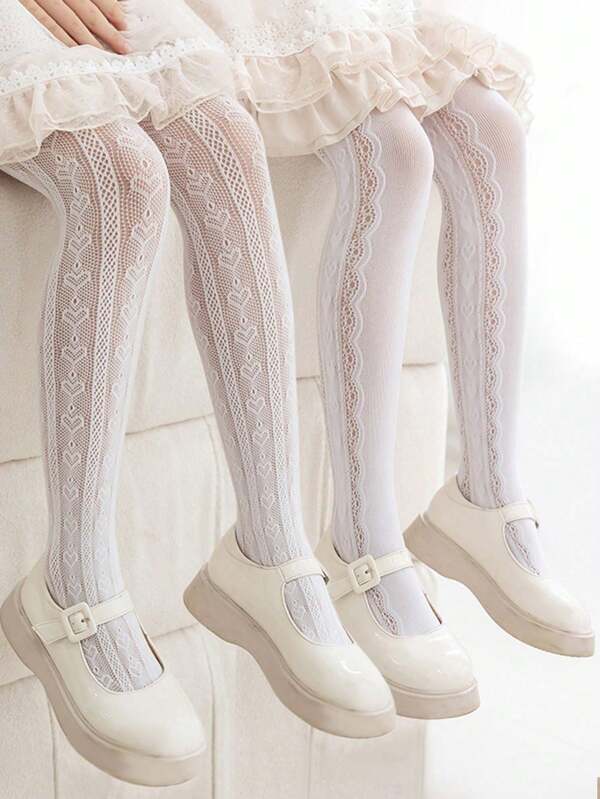 2 piezas Medias y pantis de verano para niñas, pantalones anti-mosquitos, calcetines grandes para jóvenes, calcetines de princesa, calcetines pequeños para niños, calcetines con diseño de flores en la parte inferior, calcetines con diseño calado, calcetines lisos, calcetines para aire acondicionado, regalo del Día de San Valentín