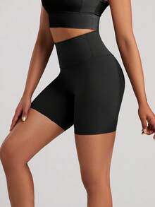 Women's High Waist Tummy Control Quick Dry Soft Yoga Cycling Running Workout Shorts, Squat Proof Compression Spandex Slim Fit Biker Shorts For Fitness Gym Sports - Black - View 4