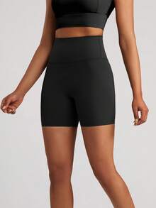 Women's High Waist Tummy Control Quick Dry Soft Yoga Cycling Running Workout Shorts, Squat Proof Compression Spandex Slim Fit Biker Shorts For Fitness Gym Sports - Black - View 5