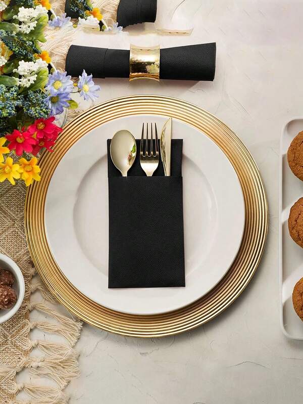 5 Peças de Guardanapos Descartáveis Coloridos e Livres de Poeira com Relevo Dourado, Reforçados e Não Descascáveis, Projetados Especialmente para Decoração de Casamento, Restaurantes e Hotéis, Festas de Aniversário, Jantares Familiares, Chá da Tarde, Banquetes de Negócios, Camping ao Ar Livre e Portátil