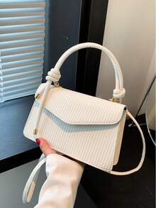 New Vintage Mini Square Bag, Unique Textured Design Crossbody Shoulder Handbag For Women - White - View 2