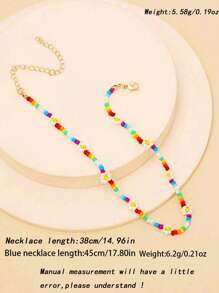 1 Peça Colar Estilo Ocidental do Campo Azul com Flores de Margarida e Contas Feitas à Mão, Acessório de Joalheria de Verão Personalizado e da Moda, Colar Conversível e Choker