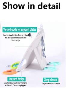 可爱卡通动物婴儿车镜带牙胶 - 后向座椅监视器，适用于婴幼儿，包括婴儿车挂钩奶嘴玩具 - 完美的新生儿礼物，一个卡通镜子婴儿观察镜反光后视镜