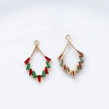 1 pieza/2 piezas/4 piezas Colgante con forma de rombo enchapado en latón vintage con circonita cúbica, suministros de artesanía de joyería DIY para pendientes