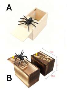 1pc Wooden Spider Prank Box - Funny Gag Gift Practical Joke Kit For Various Room Types, Indoor & Outdoor Use, Holiday Themed For Halloween, Christmas, Easter, Thanksgiving, Without Electricity