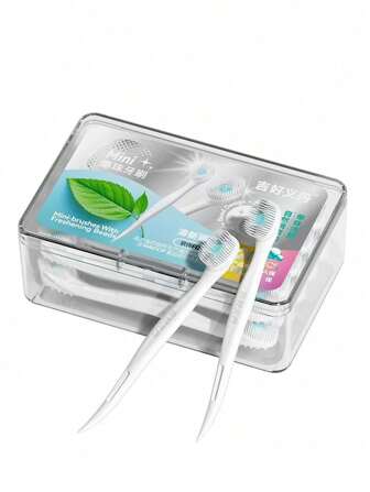 Décoration d'automne Brosse à dents jetable portable manuelle avec tête de brosse en microfibre, multifonctionnelle pour adultes, convient pour les voyages, rafraîchit l'haleine, brosse de soins dentaires multifonctionnelle, coffret (20 pièces) Rentrée scolaire