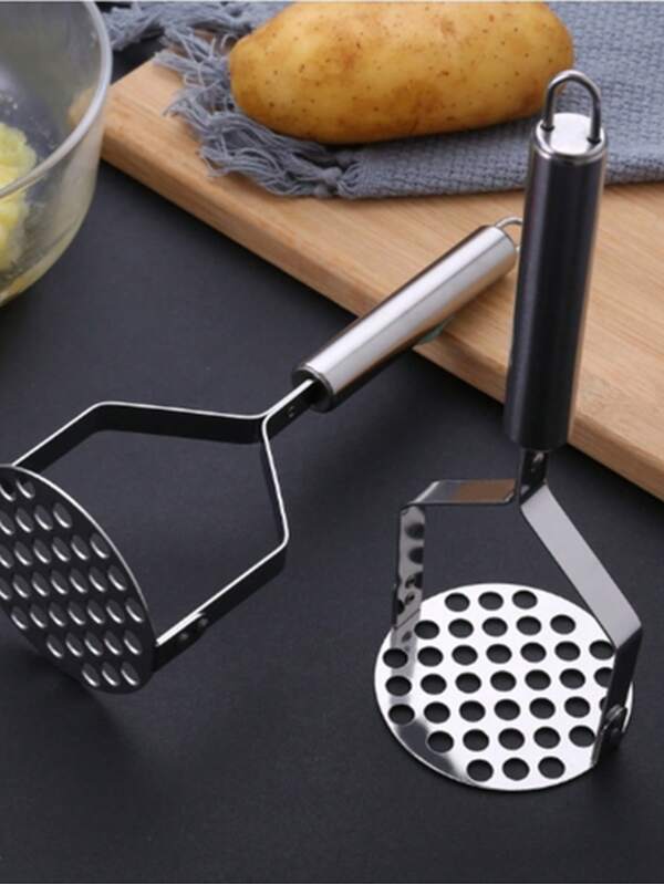 1pc Upgraded Stainless Steel Potato Masher, Reinforced Powerful Bean & Potato Mashing Kitchen Tool, Random Style Potato, Sweet Potato, Garlic Press, Manual Food Masher
