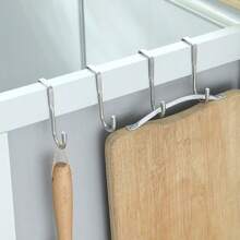 2 Pieces Of S-Shaped Hooks - Wall Mounted Kitchen, Bathroom, Cabinet Door Hooks That Do Not Require Drilling And Are Easy To Install - Casual Style Double Hooks For Hanging Clothes, Towels, Tableware