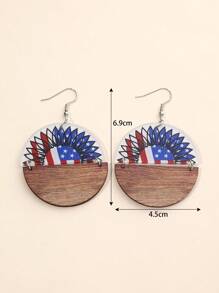 1Pair Acrylic America USA Flag Color Print Drop Earrings Suitable For Women And Girls USA Independence Day Accessories Jewelry