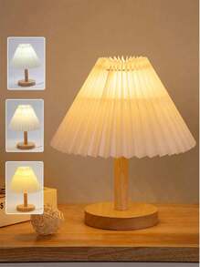 1pc USB Three-Color Dimmable Pleated Table Lamp, Creative; Minimalistic Modern Night Light For Bedside, Romantic And Warm
