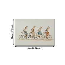 1 件可选框架帆布墙面艺术海报，有趣可爱的骑自行车的兔子印刷海报，复古兔子帆布画，现代别致的动物艺术风格，适合客厅、育儿室、卧室壁挂桌面展示，理想的墙壁艺术家居装饰相框礼物复活节礼物