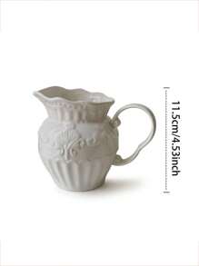 1 pieza Jarra de leche de cerámica con relieve barroco, jarra de estilo europeo vintage para arte de café con leche, jarra de leche para el té de la tarde de gran capacidad, decoración de escritorio estilo palacio