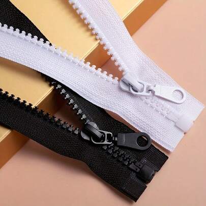 3 Pcs Size #5 Resin Zippers (Black & White) - Multiple Lengths (23.6", 27.6", 31.5") For Sewing, Down Jackets, Coats, And Garments