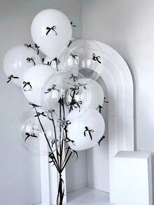 116 قطعة / 58 قطعة / 28 قطعة مجموعة بالونات فيونكة سوداء وبيضاء، تشمل بالونات فقاعية شفافة، أشرطة سوداء وبيضاء وغراء، إكسسوارات ديكورية أساسية لحفلات الأعياد والزفاف وحفلات العودة للمدرسة - متعدد الألوان - مشاهدة 2