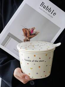 一套陶瓷拉面碗和带盖饼干罐，星月图案设计 - 非常适合存放零食、糖果、汤、甜点，是情人节、周年纪念日的绝佳礼物 - 彩色 - 查看 12