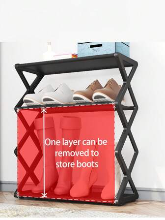 1pc Sapateira Sanfonada Multiuso 4 Andares Organizadora,Dormitory Multifunctional Storage Rack,Dustproof Shoe Rack,Easy Assembl,Home Bedroom Shoe Storage Tooly