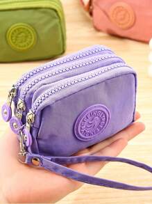 1pc Elegant Retro Style Zero Wallet -3 Zipper Design, Large Capacity, Suitable For Women's Gifts, Keychain Portable Storage Bag