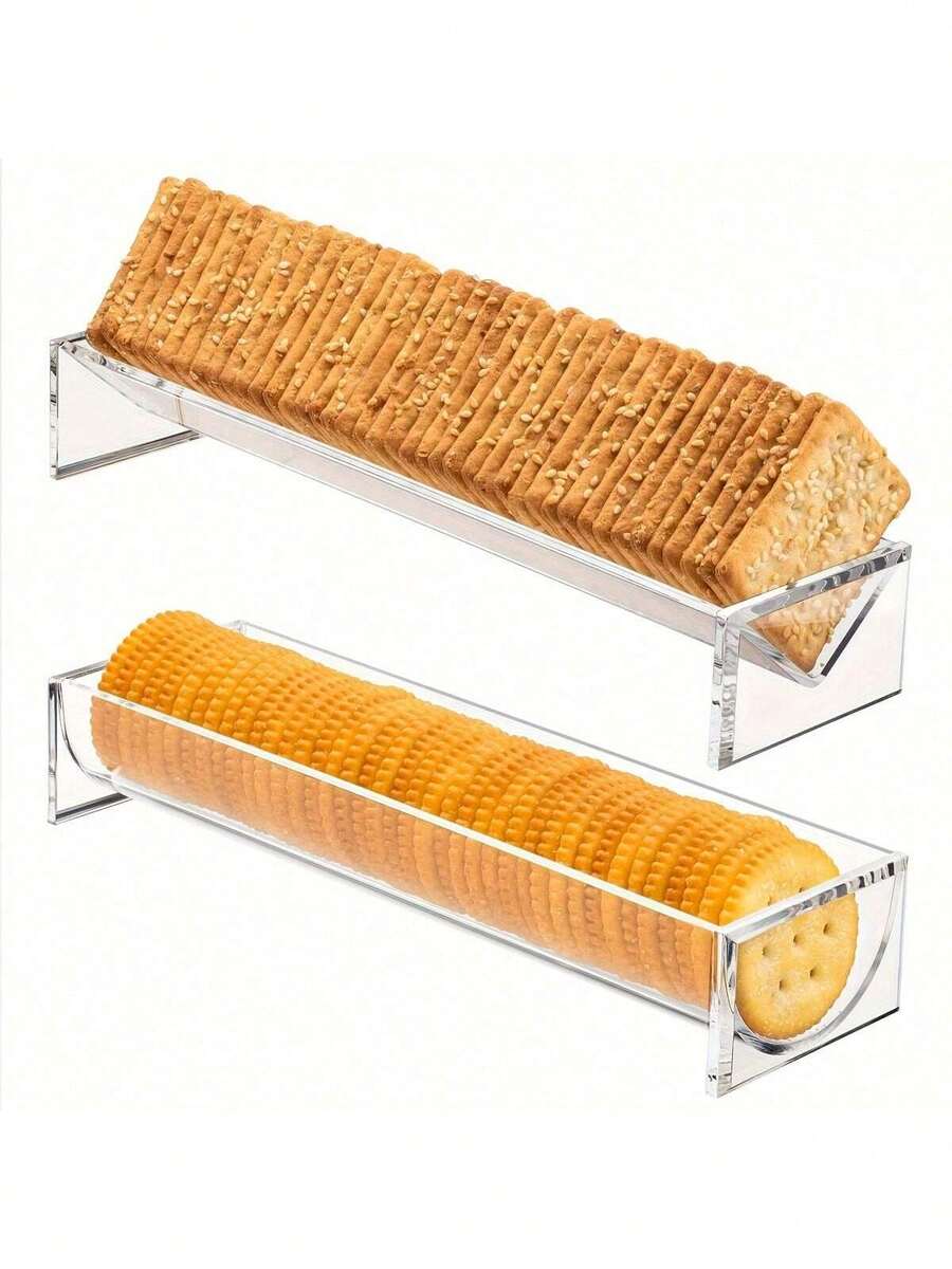Acrylic Desktop Cookie Tray Set, Multifunctional Platter Of Square, Rectangular, Circular, And Hexagonal Cookies, Exquisite Design, Transparent Snack Rack, Suitable For Home And Party Use - Multicolor - View 1