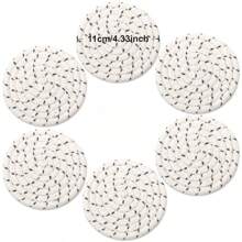 8pcs Woven Drink Coasters, Round Absorbent Beverage Cup Mats, Handmade Fabric Coasters, Absorbent Coaster Set With Tray, Bohemian Stvle