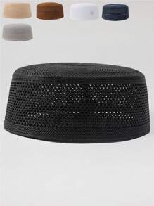 1 pieza Gorra de oración retro bordada para hombres - Ajustable, gorro de punto transpirable, apto para festivales y atuendos tradicionales