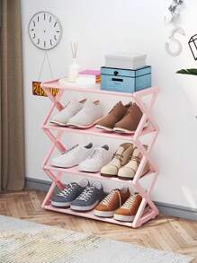 1 pieza Estantería plegable de 4 niveles multiuso organizadora, estantería de zapatos a prueba de polvo, de fácil montaje para dormitorio y hogar