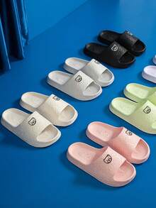 1双加厚泰迪熊图案拖鞋，女士/情侣款，防滑浴室淋浴拖鞋，EVA保暖材质，适合闺蜜节、小狗、嘉年华、派对装饰