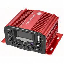 12V Motorcycle Sound System USB MP3 Motorcycle Bluetooth Audio Remote Control Stereo 2 Speakers Waterproof FM Radio - Black - View 2