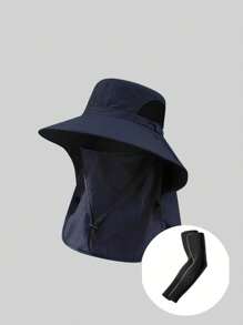 1 Piece Unisex Solid Color Sun Protection Neck Cover Outdoor Wide Brim Bucket Hat For Hiking, Fishing, Vacation, Suitable For Daily Outdoor Activities