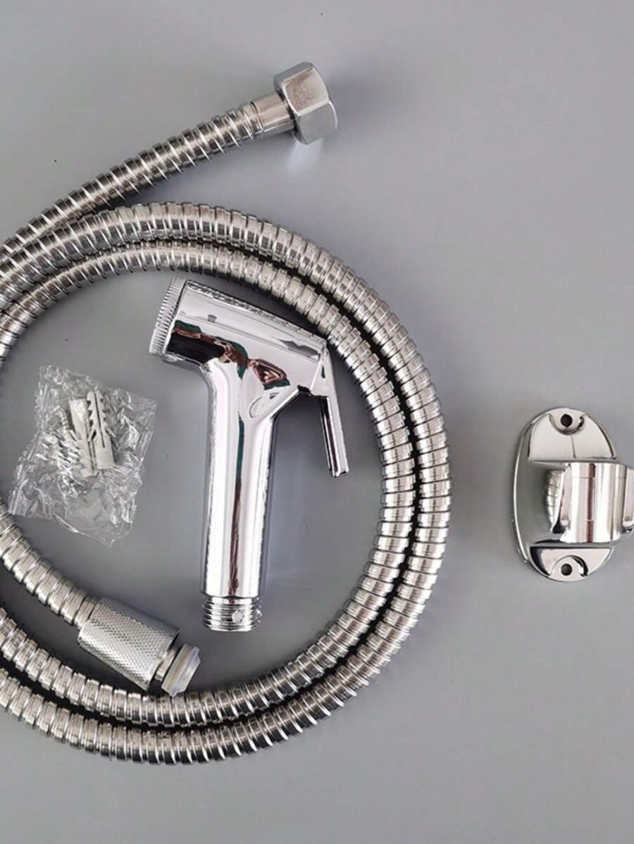 Ducha Higiênica Para Banheiro Completa Luxo Metal Inox núcleo da válvula de cobre 1,2m Chuveirinho Privada Promoção - Prata - Visão 1