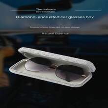 DIY Rhinestone Decorated Car Sunglasses Storage Box, Portable Eyeglass Holder For Car Interior, Cross-Border Hot Selling Item