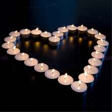 50 支/盒心形蜡烛，适用于求婚、情人节、万圣节和圣诞节、浪漫婚礼蜡烛、生日派对、婚礼装饰、低温蜡烛