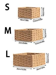 3pcs/2pcs/1pc Khaki Desktop Storage Box, Multi-Size Options, Stylish Organizer For Office Supplies, Living Room, Hallway, Minimalist Japanese Style - Camel - View 5