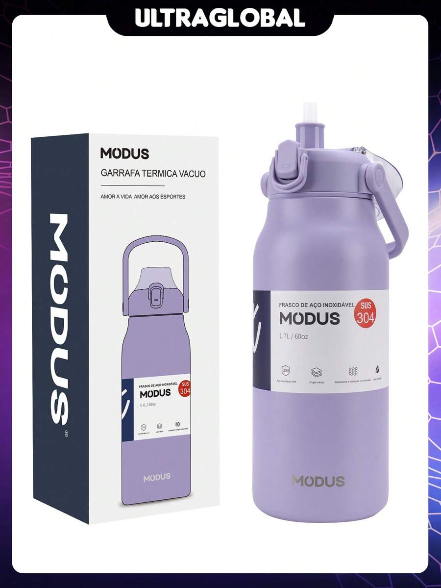 1700ml Stainless Steel Travel  Bottle With Vacuum Insulation White For Coffee Water With Handle Camping And Trail MODUS - 紫色 - 查看 1