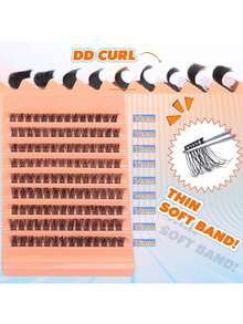 120片D型卷翘蓬松自然浓密预粘单根睫毛，长度8-16毫米，厚度0.07毫米，C/D超轻包装，10排防水仿貂毛单簇3D立体眼型，持久耐用，DIY手工制作，适合淡妆、浓妆及日常佩戴，便携易用，适合日常佩戴或外出。睫毛簇，单根睫毛，假睫毛 - D - 查看 4