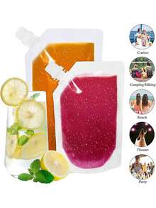 5/10 Drinks Bag Set, Plastic, Leak-Proof And Reusable Drinks Bags, Juice Drinks Bags, Clear Plastic Drinks Bags, Clear Juice Drinks Bags, For , Camping - Transparent - View 2