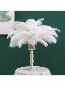 5pcs Artificial White Ostrich Feathers For Wedding Decor, Stage Props, Flower Arrangement DIY Decor - Multicolor - View 2