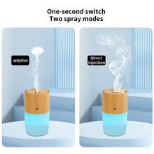 300ml Wood Grain Aroma Diffuser, Humidifier, Air Purifier, 7-Color LED, 2 Spray Modes, 2 Essential