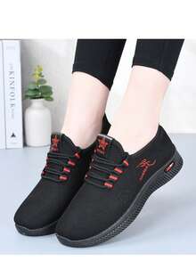 Spring/Summer New Middle-Aged & Elderly Athletic Comfortable Casual Shoes, Sports Mommy Shoes For Office - black red - View 4