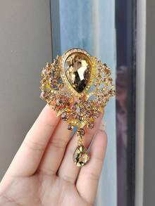 1 件装大号水晶复古吊坠胸针，适合女士或婚礼花束装饰珠宝配饰 - 銀色 - 查看 13