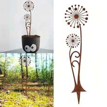 1 Stück natürlich rostiges Metall Gartenstecker Deko, modernes Blumendesign, witterungsbeständiges rustikales Äußeres, geeignet für Garten, Terrasse, Balkon, Blumentopf, perfektes Muttertagsgeschenk, Gartendekoration, Gartenausstattung
