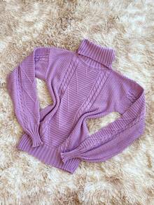Women's Knitted Turtleneck Sweater – Comfort And Style For Winter - Lilac Purple - View 1