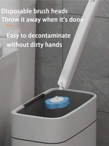 1 Set Disposable Toilet Brush, 1 Base And 6 Replaceable Heads, Portable Toilet Brush With Refill, Essential For Dorms, College Dorms, Back-To-School Supplies, Bathroom Decor, For Thoroughly Cleaning Household Toilets And Bathroom Fixtures, Suitable For Sinks, Bathtubs, Mops, Swimming Pools (Random Color & Style)