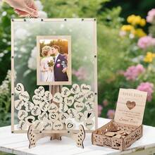 High-Quality Alternative For Wedding Guest Register, Heart-Shaped Storage Box, White Wooden Country-Style Display Frame, Is An Excellent Choice For Country-Style Decorations For Outdoor Wedding Ceremonies, Engagement Ceremonies, Anniversary Events And Various Parties - 方形亞克力 - 查看 5