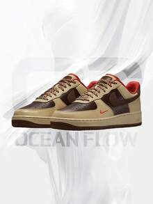 Nike Air Force 1 Low '07 Light British Tan– Men's Lifestyle Sneakers – Shoes For Man -Vintage-Spring & Summer-Inspired Running Shoes, Shock-Absorbing Comfort, Gym To Streetwear Casual Wear-Mother's Day Gifts-Father's Day Gift–HQ3447 222 - Light British Tan/Sesame/Picante Red/Cacao Wow - 查看 2