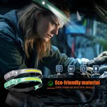 1pc 230°Wide Angle Sensor Headlamp | COB+XPE Dual Light Beads + 6 Lighting Modes | Elastic Silicone Headband For Comfortable Wear | Type-C Fast Charging + IP65 Waterproof | Outdoor Adventure, Night Running, Fishing, Camping Gear
