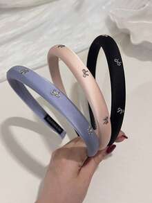 3/2/1pc Women's Bow Headband, Black/Pink Imitation Silk Headband, Casual, Elegant, Romantic, Sweet Fashion Accessories ,Hair Hoop Hairband For Women Head Accessories