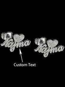 Elegant Custom Butterfly & Name Stud Earrings - Matte Finish, Stainless Steel, Suitable As Birthday, Wedding, Christmas And Halloween Gifts - Multicolor - View 1