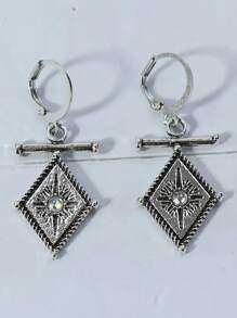 1 paire de boucles d'oreilles pendantes bohèmes géométriques à l'octogone avec fausse pierre de lune, charme vintage, convient pour le port quotidien des femmes et les cadeaux, toutes saisons