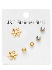 1 Pair Colorfast Infinite Symbol Animal Hollow Crystal Stud Earrings, Elegant Jewelry Set For Women