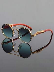 Gafas de moda vintage con estilo punk para hombres, gafas personalizadas de hipster con montura redonda y elementos de animales